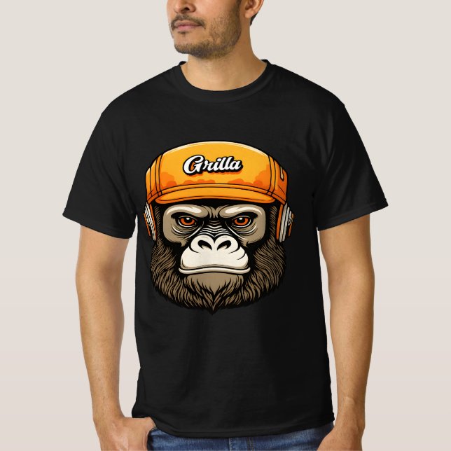 Gorilla wearing headphones fun T-Shirt (Vorderseite)