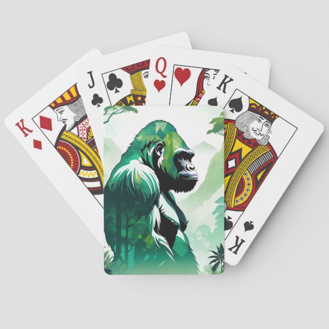 Gorilla Wildtiere Natur Dschungel Spielkarten (Rückseite)