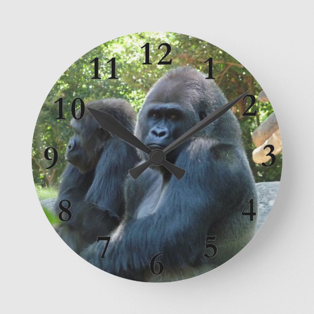 Gorilla-Wohngestaltung Runde Wanduhr (Vorderseite)