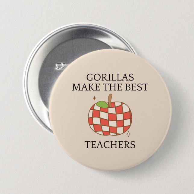 Gorillas machen die besten Lehrer zum Apfel Button (Vorne & Hinten)