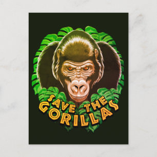 Gorillas rett - Zitat zur Erhaltung der Umwelt Postkarte