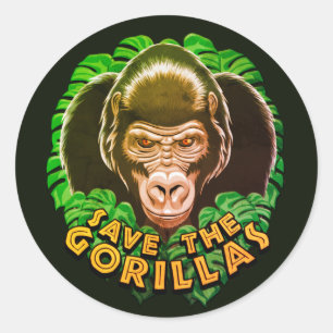 Gorillas rett - Zitat zur Erhaltung der Umwelt Runder Aufkleber