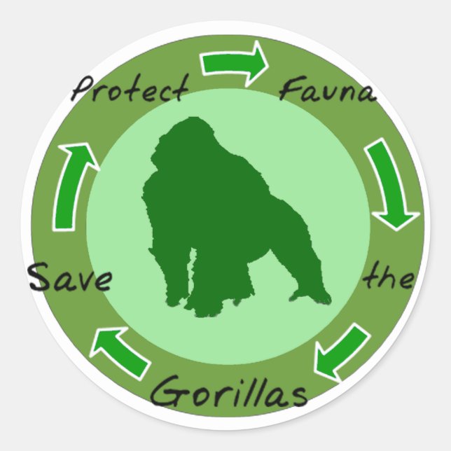 Gorillas schützen runder aufkleber (Vorderseite)