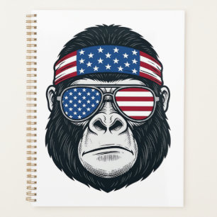 Gorille Patriotique Gravure Vintage Vecteur Visage