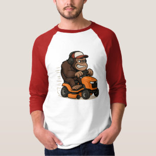 Gorille sur un T-shirt de tondeuse de pelouse