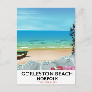 Gorleston Beach Norfolk Rail Plakat. Postkarte