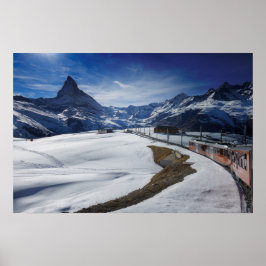 Gornergrat Eisenbahn und Matterhorn in Zermatt Poster