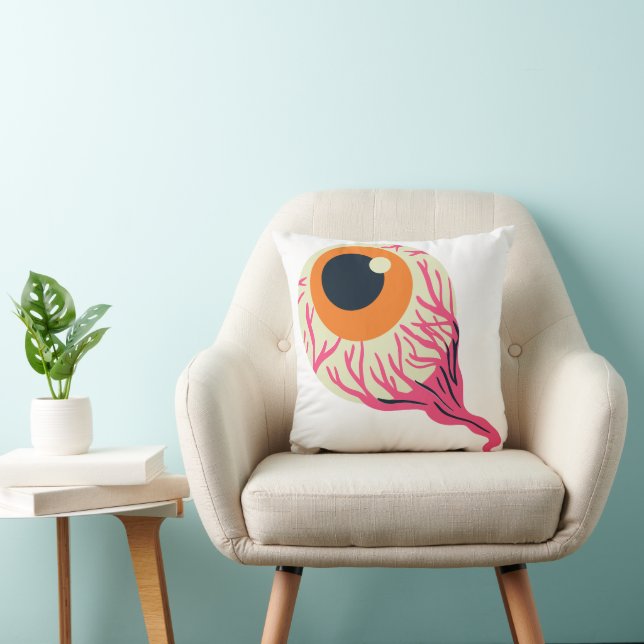 Gory Pink Orange Eyeball Veins Grafisches Hallowee Kissen (Stuhl )