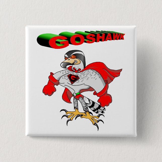 Goshawk Cartoon Button (Vorderseite)