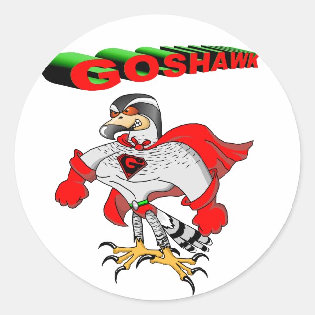 Goshawk Cartoon Runder Aufkleber (Vorderseite)