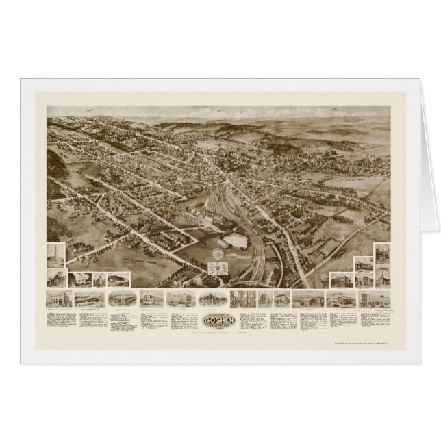 Goshen, carte panoramique de NY - 1922 (Devant horizontal)
