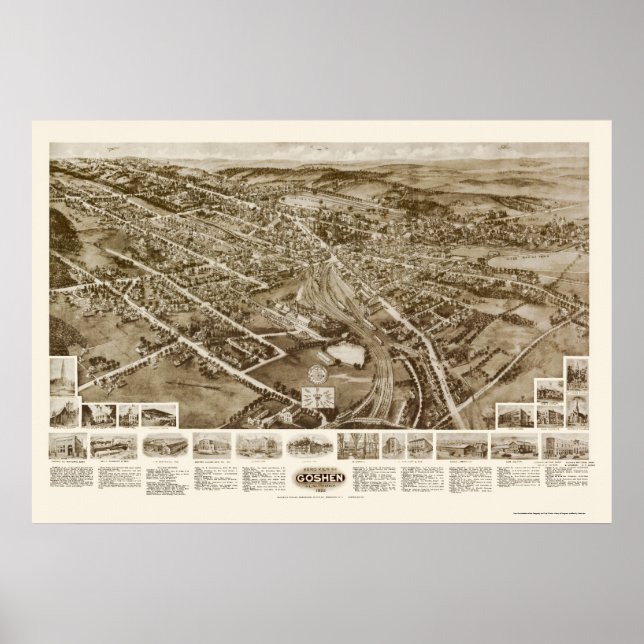 Goshen, NY Panoramic Map - 1922 Poster (Vorne)