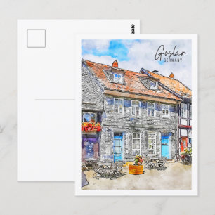 Goslar Deutschland Travel Place Watercolor Postkarte
