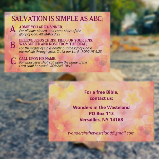 Gospel ABC Salvation Christlich Evangelism KJV Visitenkarte (Von Creator hochgeladen)