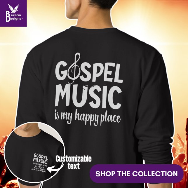 GOSPEL MUSIC IST MEIN GLÜCKLICHER ORT Christlich Sweatshirt (Gospel Music is my Happy Place stylish Christian sweatshirt with design on front and back.)