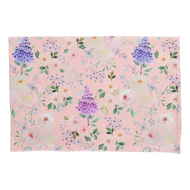 Gossamer Pink Aquarell Floral Kissenbezug (Vorderseite)
