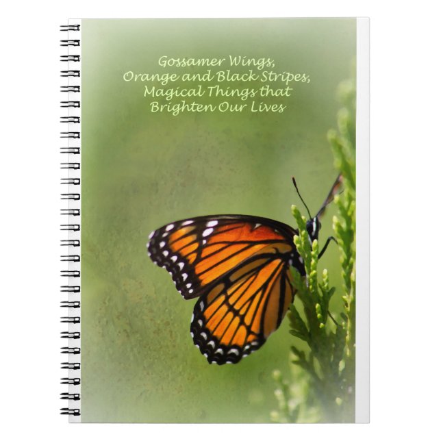 Gossamer Wings of Monarch Butterfly Gedicht von mi Notizblock (Vorderseite)