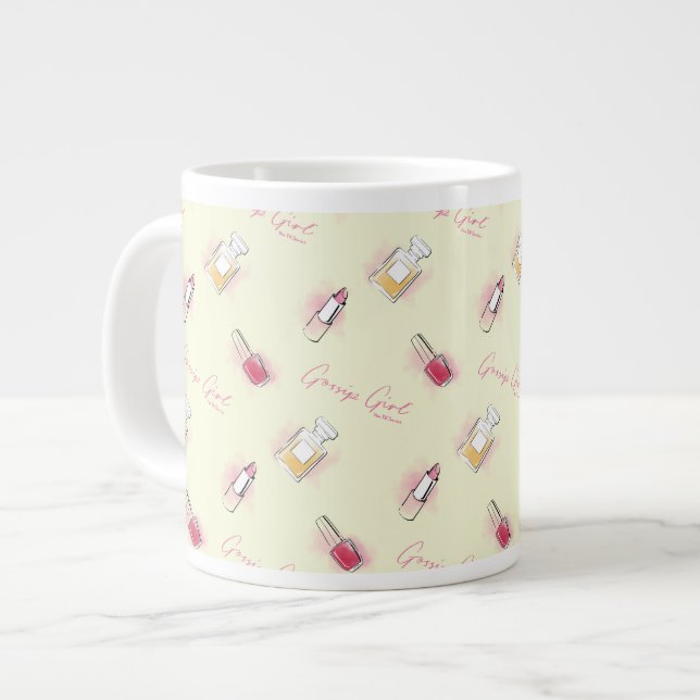 Gossil Girl Lipstick & Parfüm Muster Jumbo-Tasse (Vorderseite Links)