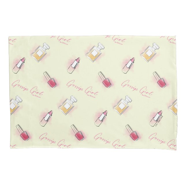 Gossil Girl Lipstick & Parfüm Muster Kissenbezug (Vorderseite)