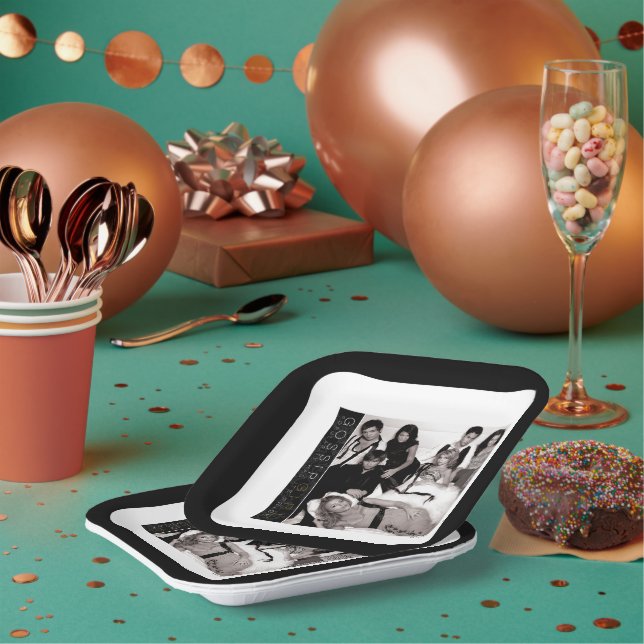 Gossip Girl Black and White Group Graphic Pappteller (Multi)