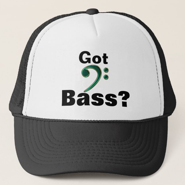 Got Baß? Grüner Bassschlüssel-Musik-Hut Truckerkappe (Vorderseite)