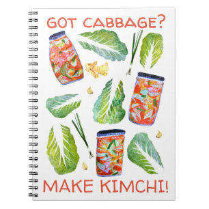 Got Cabbage? Machen Sie Kimchi Fun Spicy Watercolo Notizblock