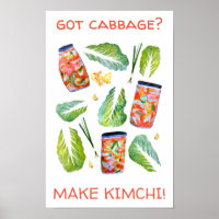 Got Cabbage? Machen Sie Kimchi Fun Spicy Watercolo