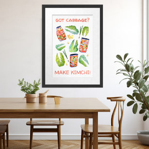 Got Cabbage? Machen Sie Kimchi Fun Spicy Watercolo Poster