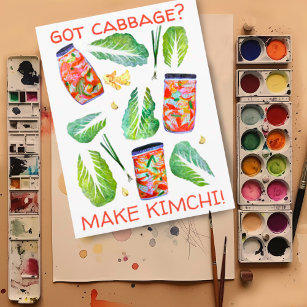 Got Cabbage? Machen Sie Kimchi Fun Spicy Watercolo Postkarte