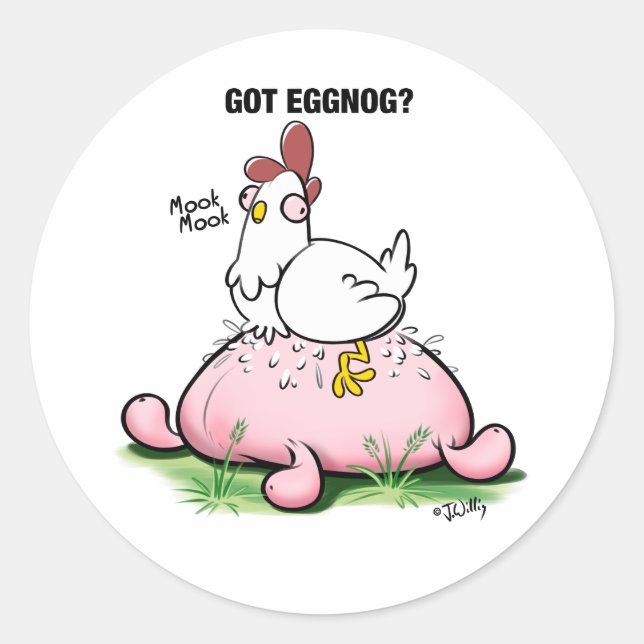Got Eggnog von Jeff Willis Art Tasse Runder Aufkleber (Vorderseite)