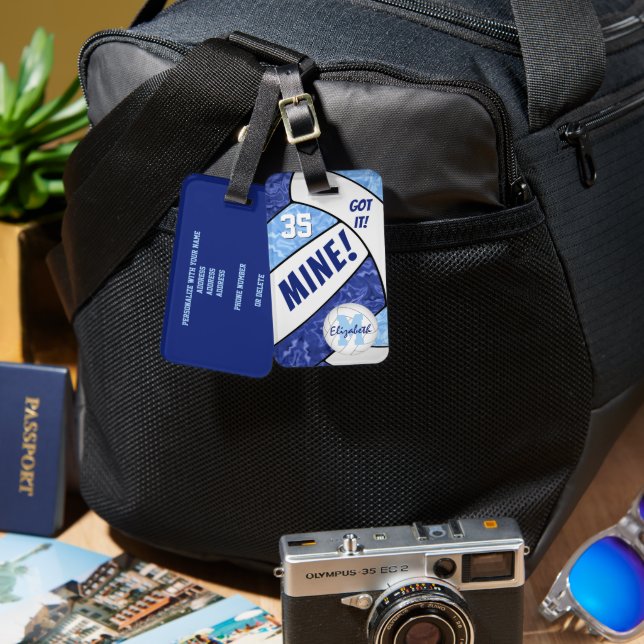 Got es! Die blaue Volleyballmannschaft des Mädchen Gepäckanhänger (Vorderseite & Rückseite)