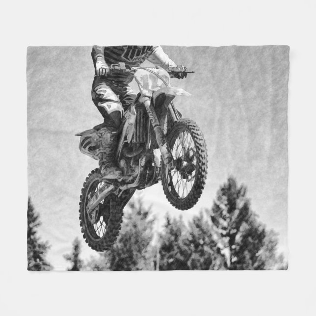 Got etwas Luft! - Motocross-Rennläufer Fleecedecke (Vorderseite (Horizontal))