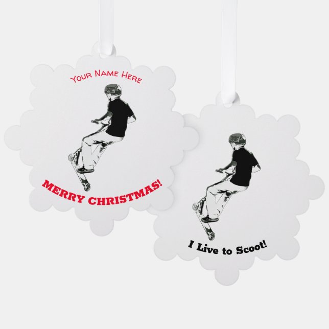 Got etwas Luft! - Stunt Scooter Trick Ornament Karte (Vorderseite/Rückseite)
