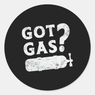 Got Gas Scuba Diver Ocean Deep Sea Funny Runder Aufkleber
