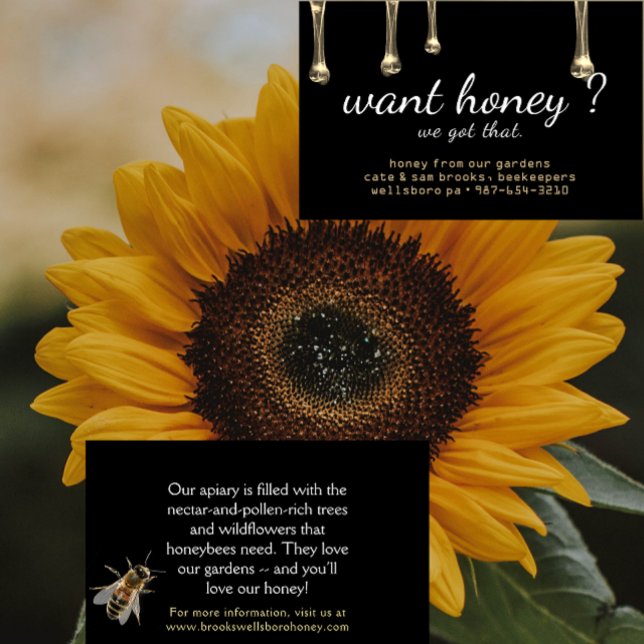 Got Honey? Gold Tropfen Realistische Bienenschwarz Visitenkarte (Von Creator hochgeladen)