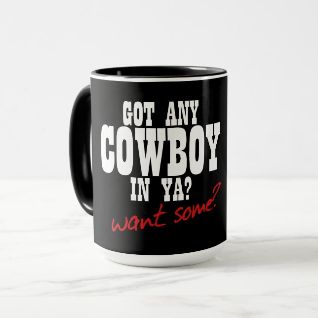 GOT JEMANDEN IN YA? WOLL etwas? Tasse (Vorderseite Links)