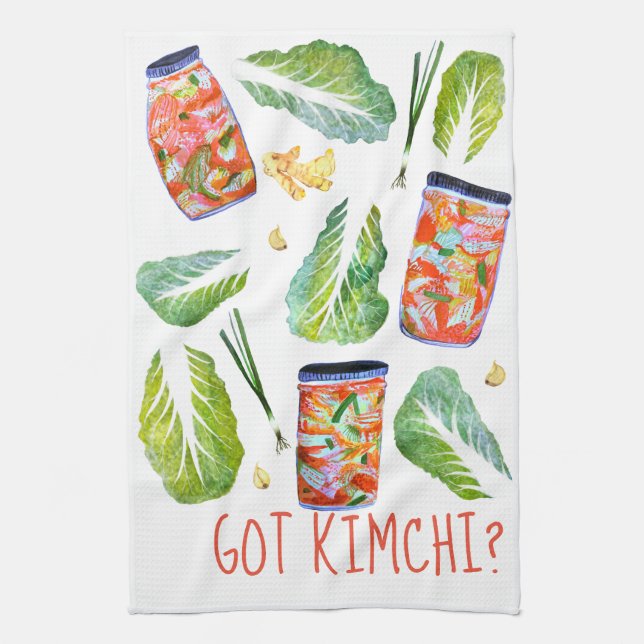 GOT Kimchi? Geruchliche Zutaten Wasserfarbspass Geschirrtuch (Vertikal)