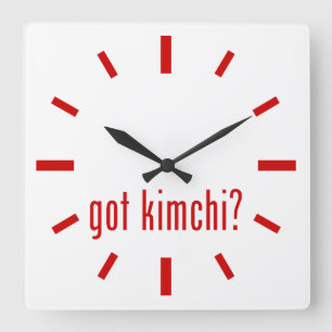 got kimchi? quadratische wanduhr
