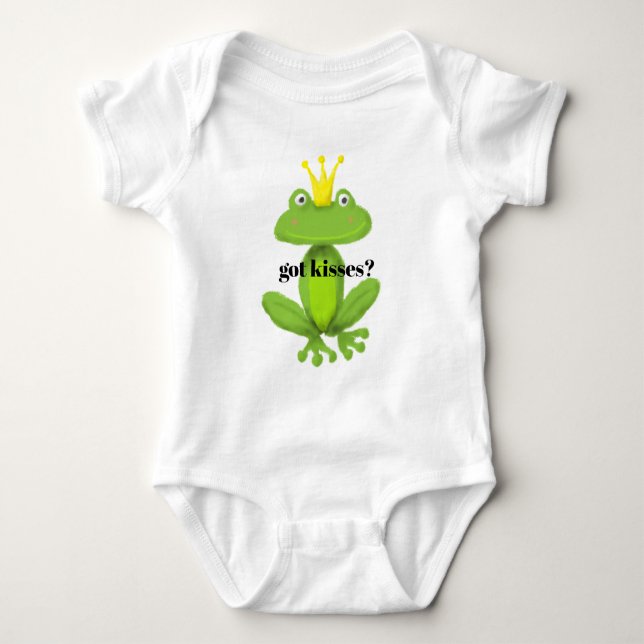 got Kisses Prinz Frosch Märchen lustigen Witz Baby Strampler (Vorderseite)
