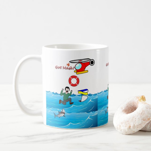 Got Mask? Man ertrinkt Tasse (Mit Donut)