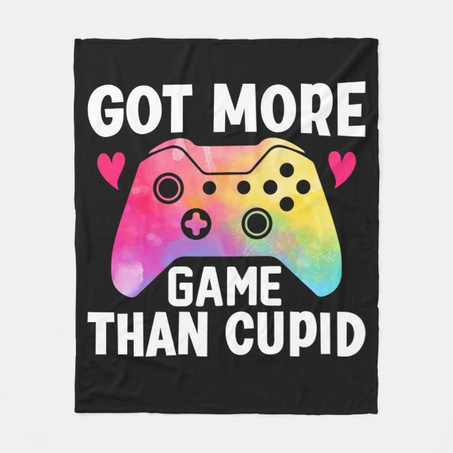 Got mehr Spiel als Cupid Valentine Video Game Fleecedecke (Vorderseite)
