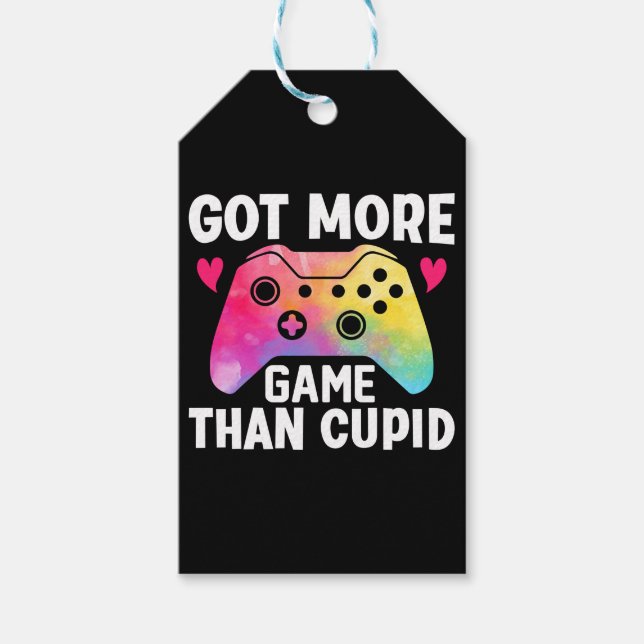Got mehr Spiel als Cupid Valentine Video Game Geschenkanhänger (Vorderseite)