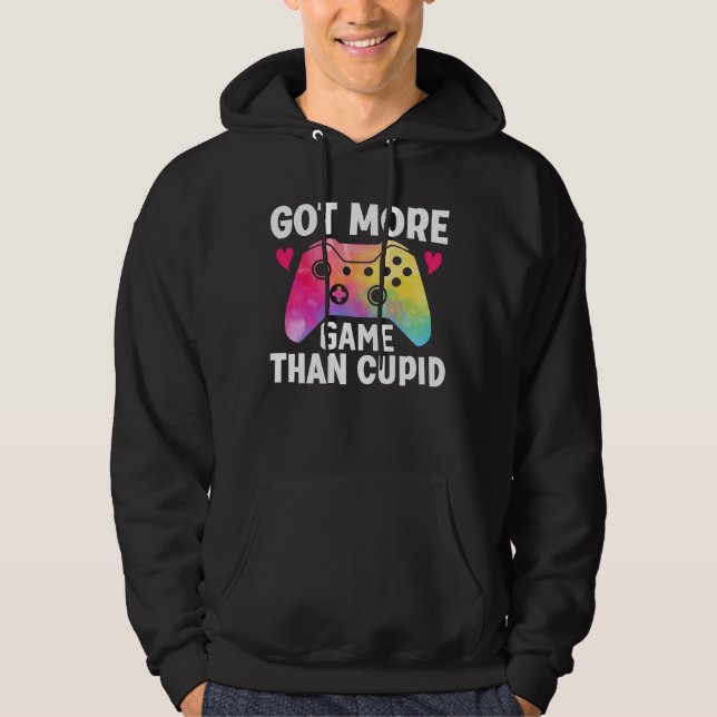 Got mehr Spiel als Cupid Valentine Video Game Hoodie (Vorderseite)