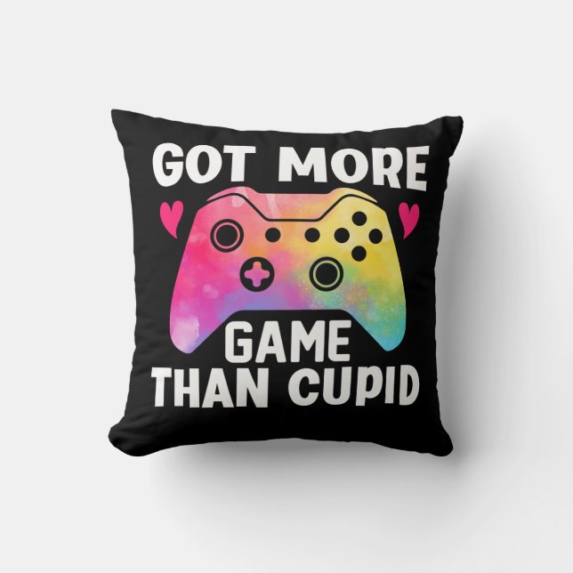 Got mehr Spiel als Cupid Valentine Video Game Kissen (Vorderseite)