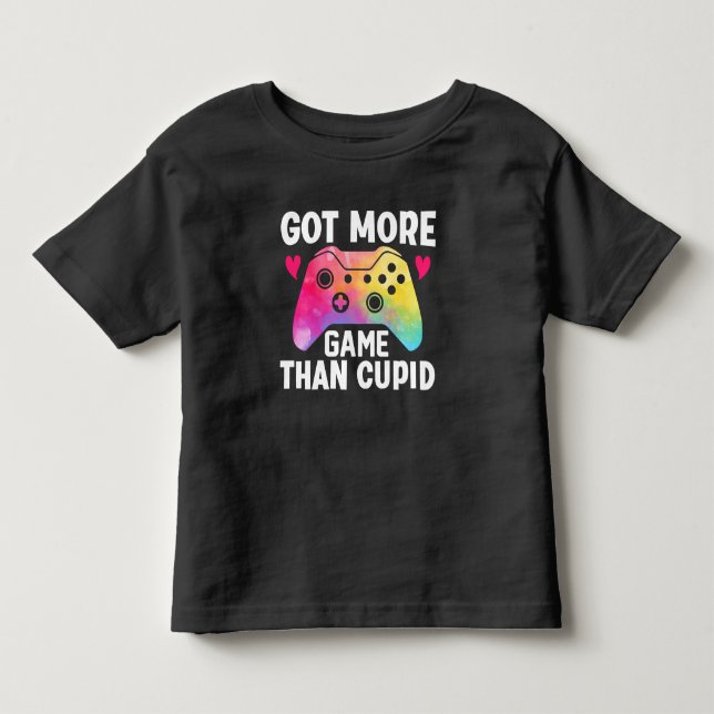 Got mehr Spiel als Cupid Valentine Video Game Kleinkind T-shirt (Vorderseite)