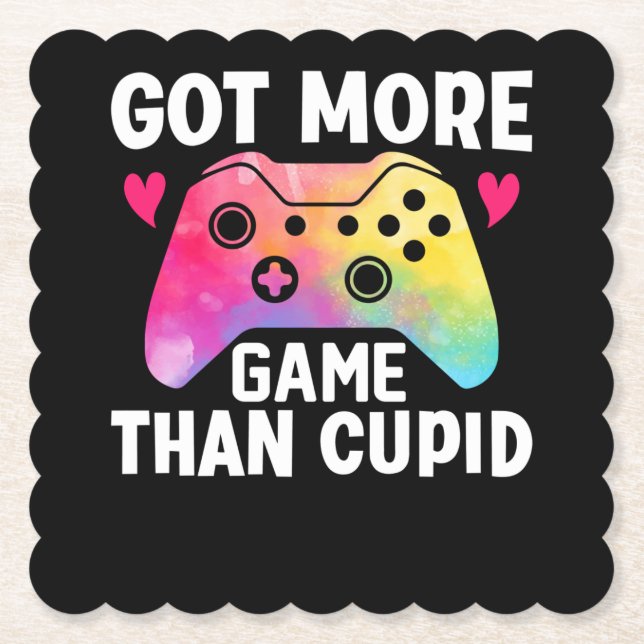 Got mehr Spiel als Cupid Valentine Video Game Untersetzer (Vorderseite)