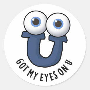 Got meine Augen auf U Funny Alphabet Puff Runder Aufkleber