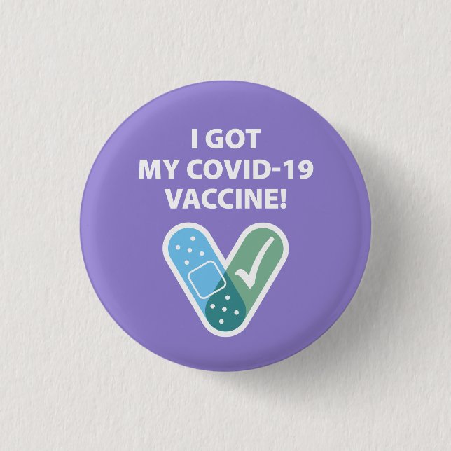 Got meinen COVID-19 Impfstoff! Bandgerät Lila Button (Vorderseite)