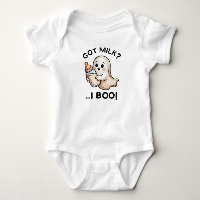 Got Milk I Boo Niedlich Ghost Halloween Baby Strampler (Vorderseite)