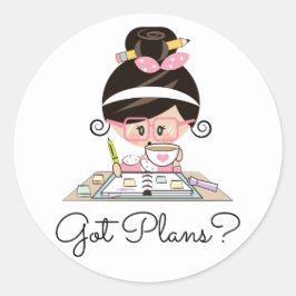 Got Planer Girl Dark Hair Light Skin Runder Aufkleber